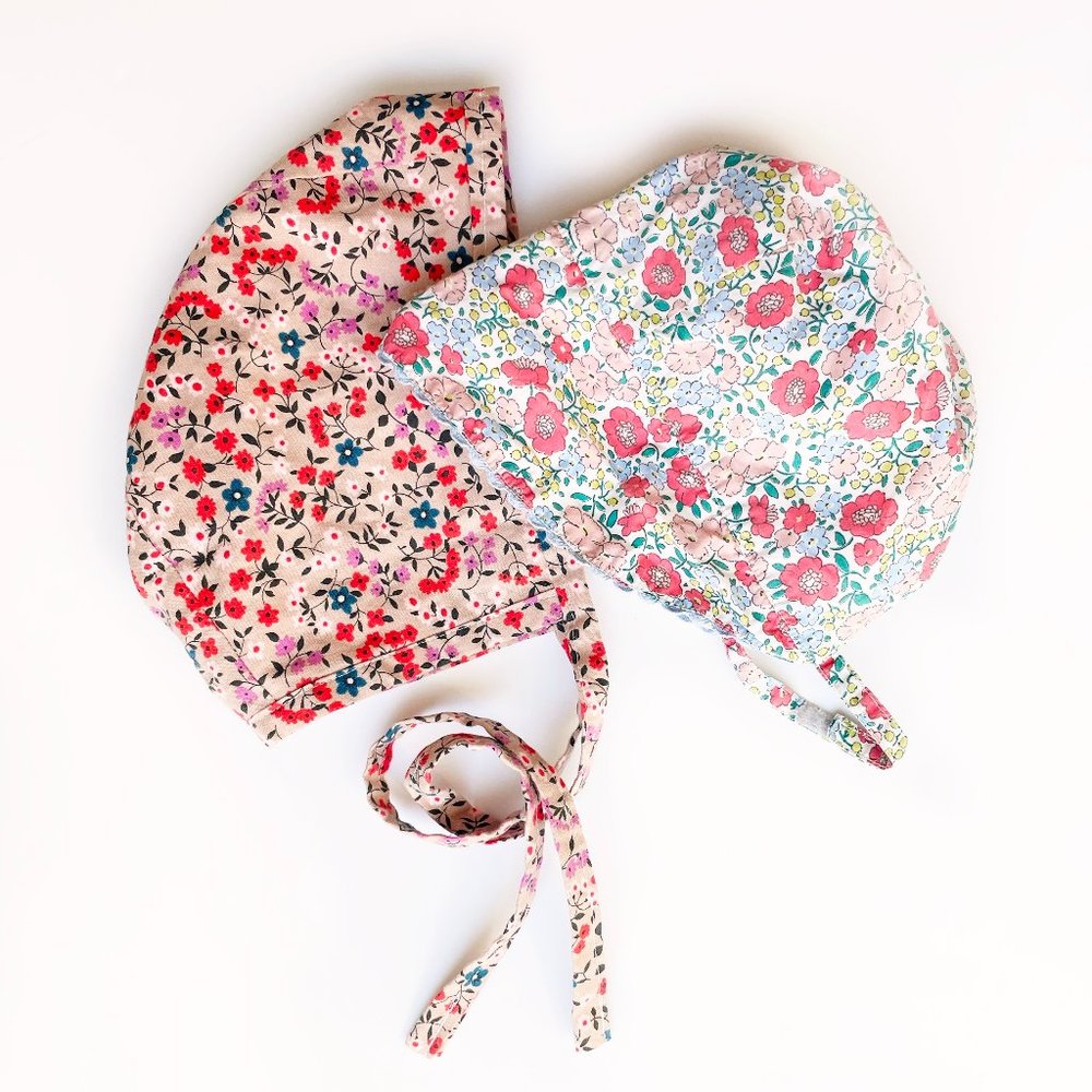 Pair of Floral Spring Bonnets! 12-24M